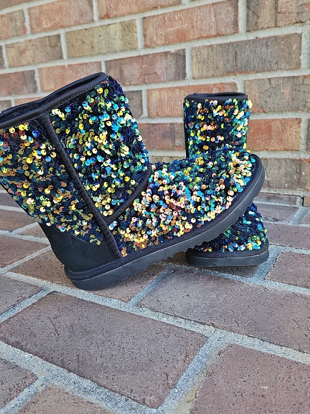 Black Sequin UGG Boots - Multicolor Iridescent Sequins